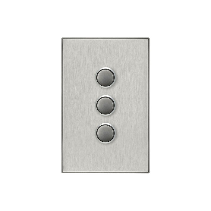 Clipsal Saturn Series 3 Gang Switch Plate - Cover Only, Horizon Silver
