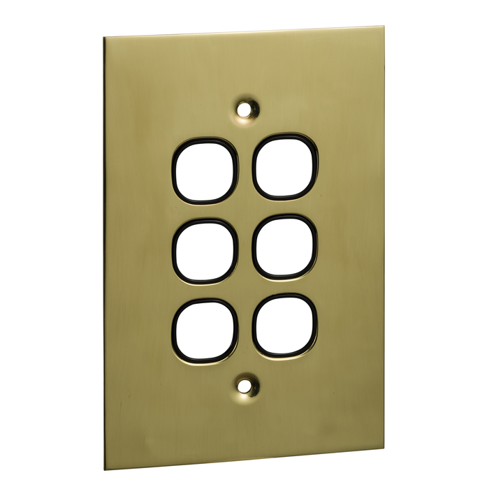 Clipsal BBSL Polished Brass 6 Gang Grid And Plate Assembly