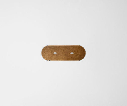 Dual USB-C Carbon Cover Plate Aged Brass White