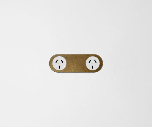 ZETR Double Powerpoint USB-C Carbon Cover Plate Aged Brass White