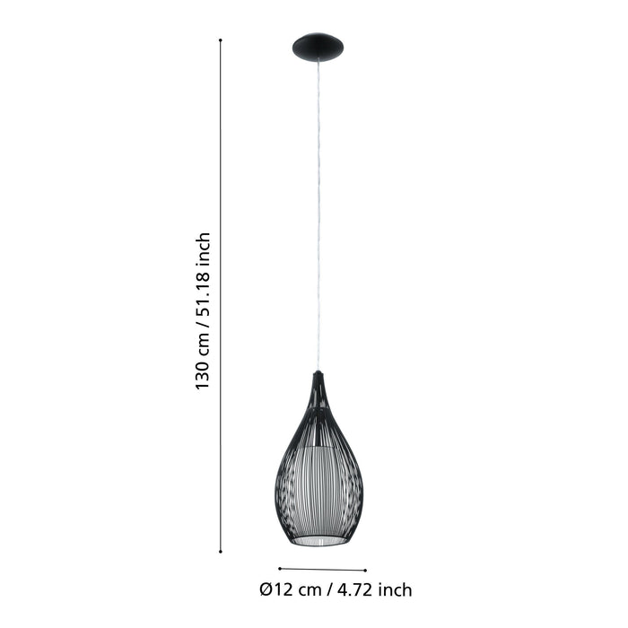 Razoni Modern Wire Framed Pendant Light black dimensions