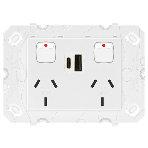 HPM Legrand Arteor - Double Power Point Outlet With USB Charger Type A+C