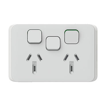 Clipsal Iconic Double Power Point Outlet 10a With Extra Switch - Skin Only 5 Finishes