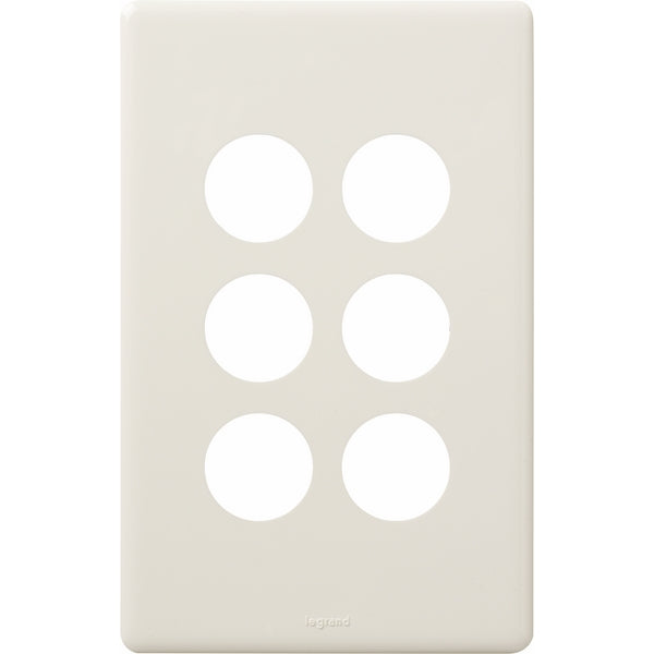Legrand Excel Life 6 Gang Switch Plate - Cover Only, Available in 4 Colours