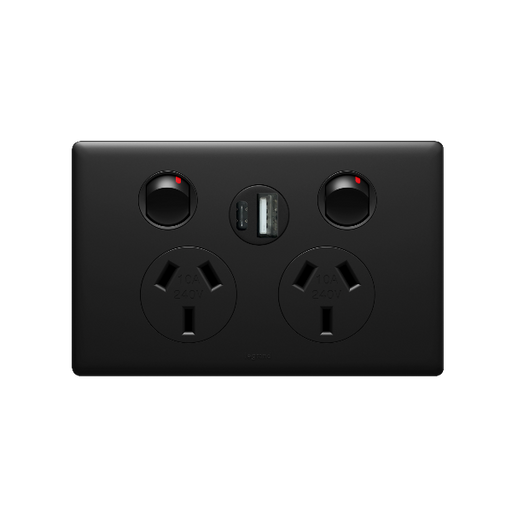 Legrand Excel Life 10A Double Powerpoint with Integrated USB Type A+C Chargers