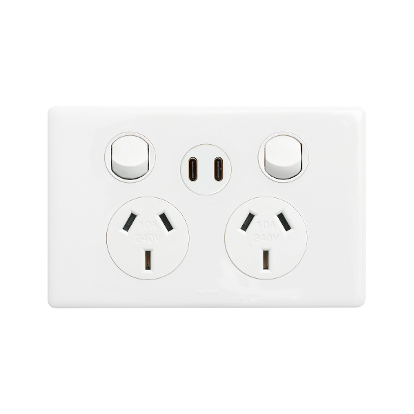 Legrand Excel Life Double Power Point Outlet With USB C+C  Available in 3 Colours