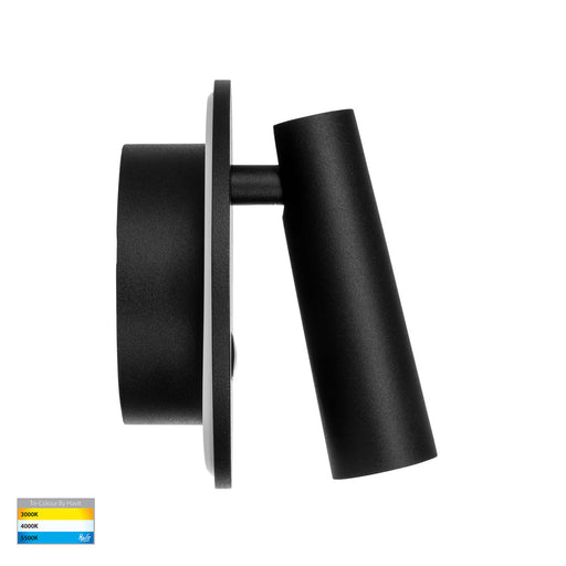 Lesen TRI Colour LED Single Adjustable Wall Light with Back Light Black