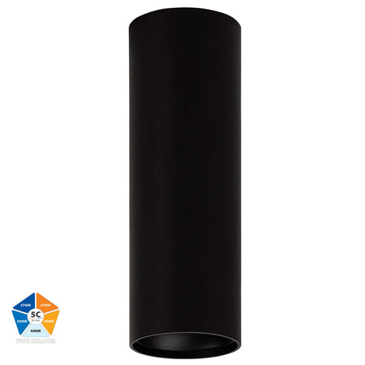 Nella 7w 5 Colour LED Surface Mounted Downlight 200mm Black