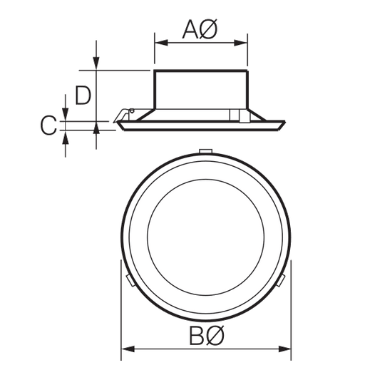 150mm Round Internal Air Grille for Ceiling Ventilation DIMENSIONS