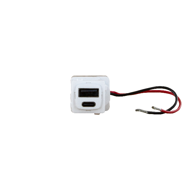 HPM Linea USB Charger Mechanism Type A+C or C+C In White