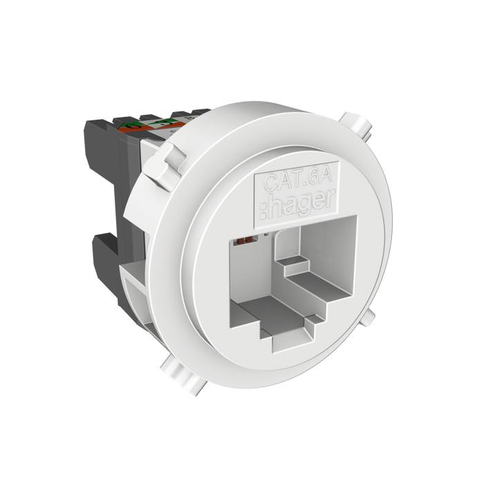 Hager RotoLoc RJ45 CAT 6a Mechanism matt white