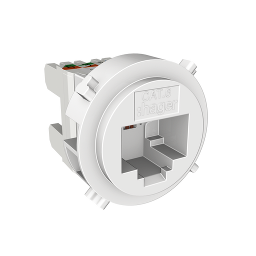 Hager RotoLoc RJ45 CAT 6 Mechanism Gloss White