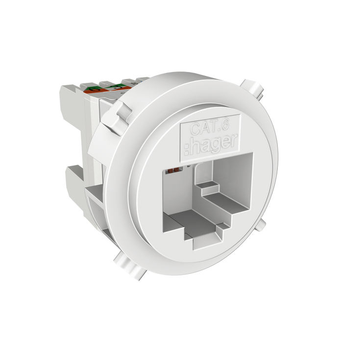 Hager RotoLoc RJ45 CAT 6 Mechanism Gloss White