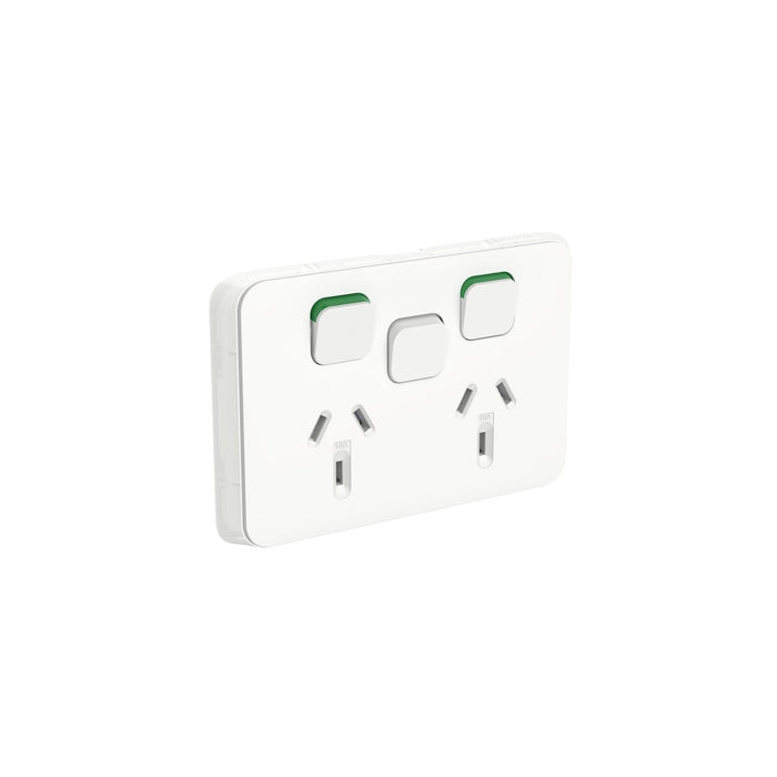 Clipsal Iconic Double Power Point Outlet 10a With Extra Switch - Skin Only 5 Finishes