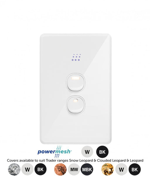 Powermesh Multi Dimmer Switch 2 Button 1 Dimmer 1 Relay 10A Max Per Plate 230V