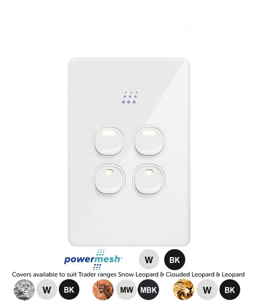 Powermesh Multi Dimmer Switch 4 Button 2 Dimmer 2 Relay 10A Max Per Plate 230V
