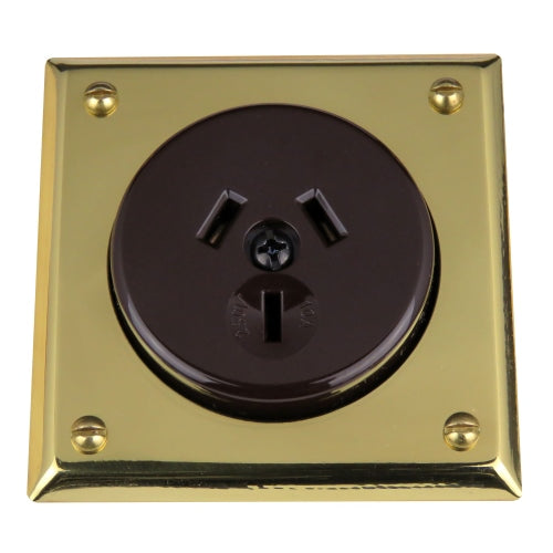 Classic 10 Series Single Power Point Outlet In Brown
