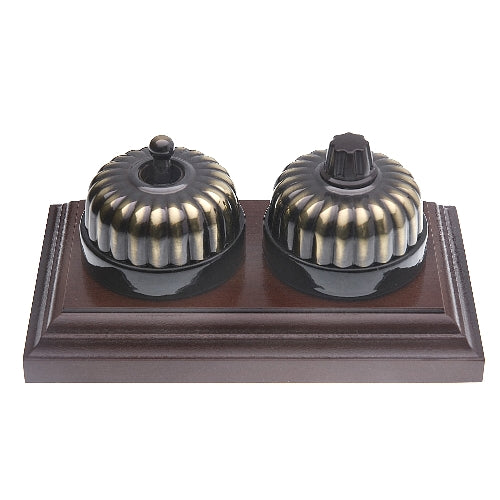 Classic 20 Series Plate With Universal Dimmer With Fluted Cover And Porcelain Base