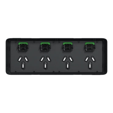 Clipsal Iconic Quad Power Point 10a - Skin Only, Black