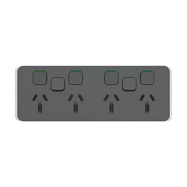Clipsal Iconic Quad Power Point 10a With 2 Extra Switches - Skin Only, Anthracite