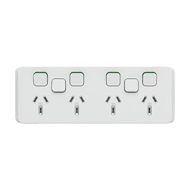 Clipsal Iconic Quad Power Point 10a With 2 Extra Switches - Skin Only, Cool Grey