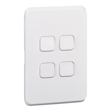 Clipsal Iconic 4 Gang Switch Plate - Skin Only 5 Finishes