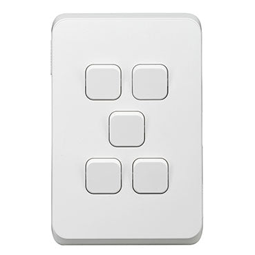 Clipsal Iconic 5 Gang Switch Plate - Skin Only 5 Finshes