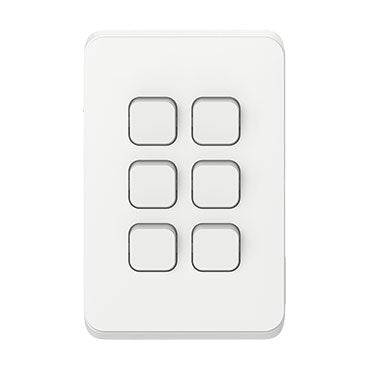 Clipsal Iconic 6 Gang Switch Plate - Skin Only 5 Finishes