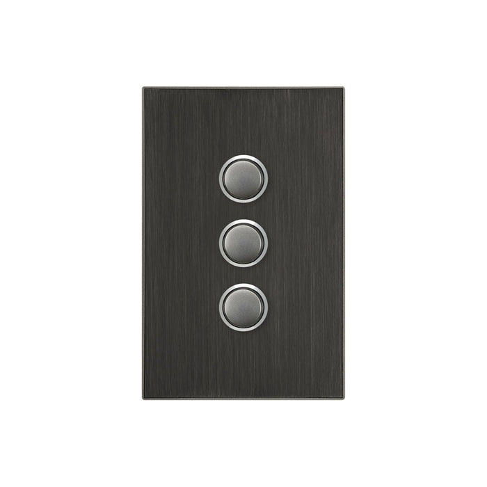 Clipsal Saturn Series 3 Gang Switch Plate - Cover Only, Horizon Black