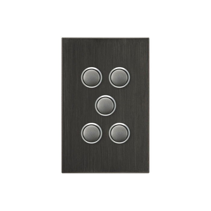 Clipsal Saturn Series 5 Gang Switch Plate - Cover Only, Horizon Black