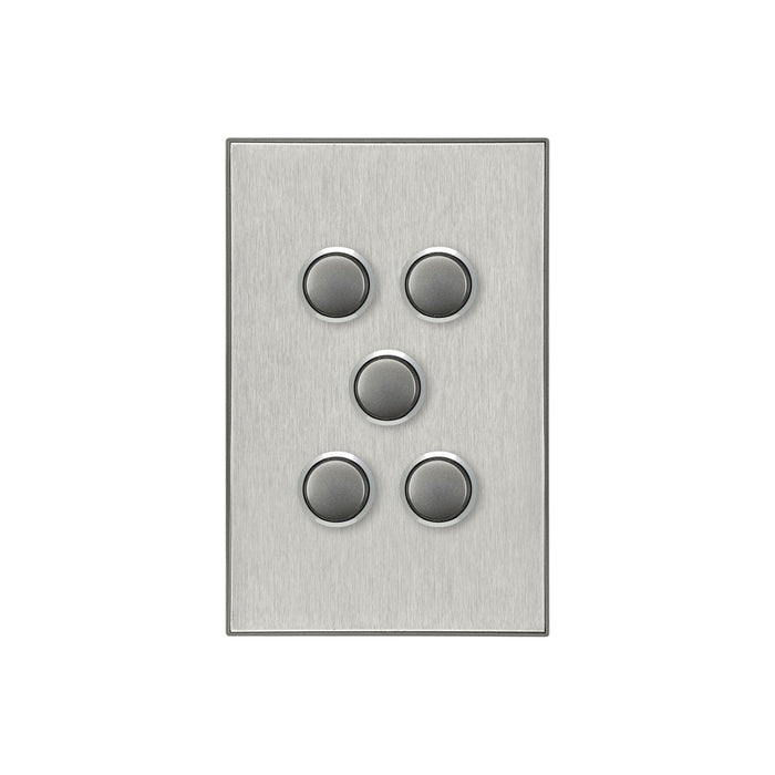 Clipsal Saturn Series 5 Gang Switch Plate - Cover Only, Horizon Silver