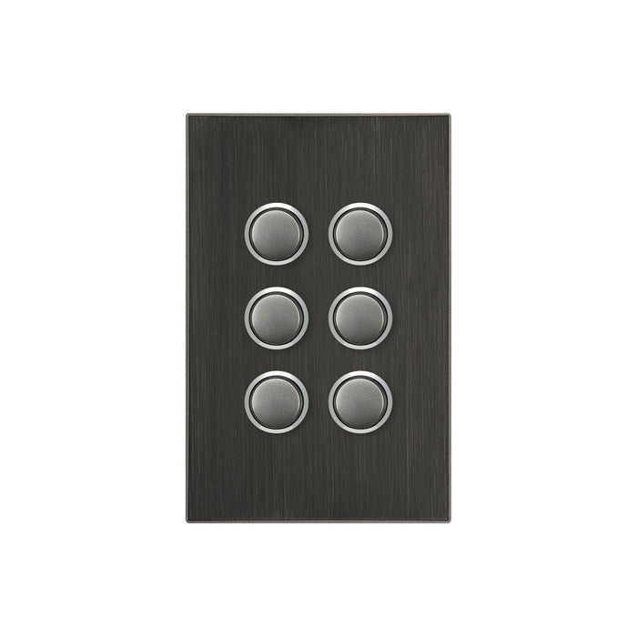 Clipsal Saturn Series 6 Gang Switch Plate - Cover Only, Horizon Black