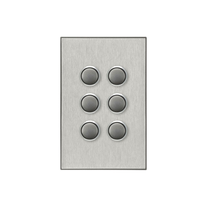 Clipsal Saturn Series 6 Gang Switch Plate - Cover Only, Horizon Silver
