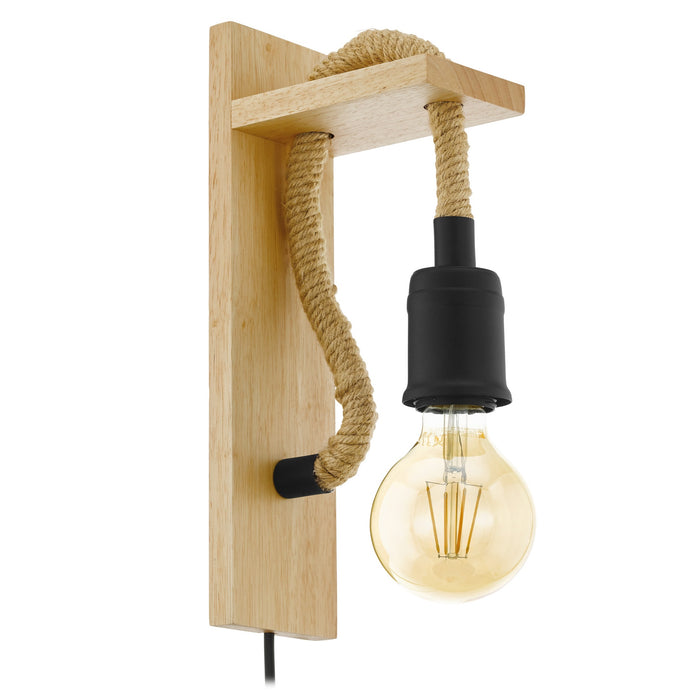 Rampside - Wooden Wall Light With Rope Light