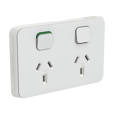 Clipsal Iconic Double Powerpoint Switch Cover Plate 15A