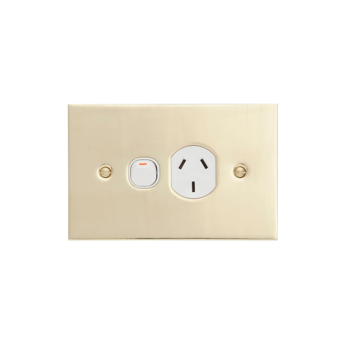 Clipsal BBSL Polished Brass Single Power Point Outlet