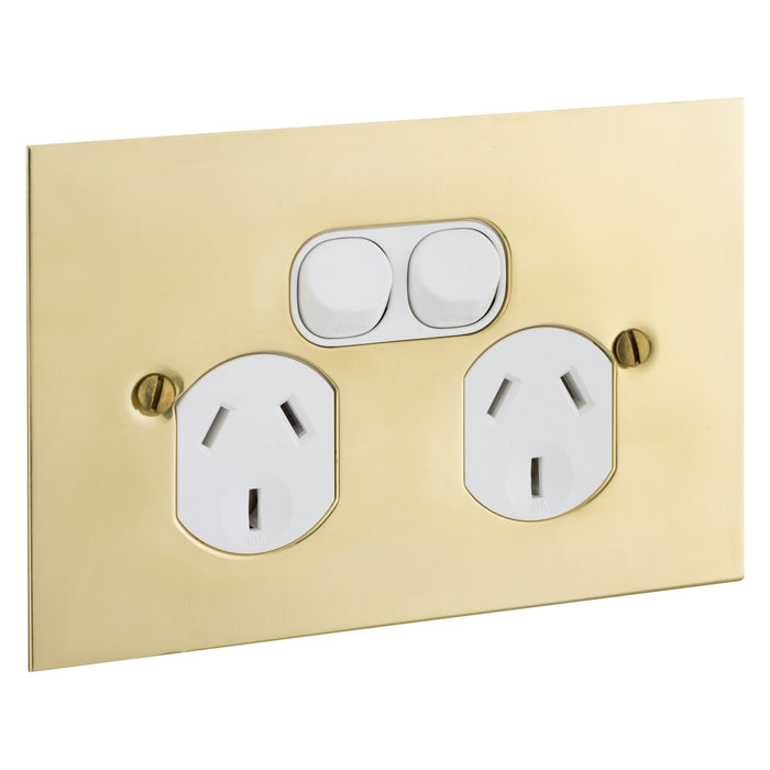 Clipsal BBSL Polished Brass Double Power Point Outlet