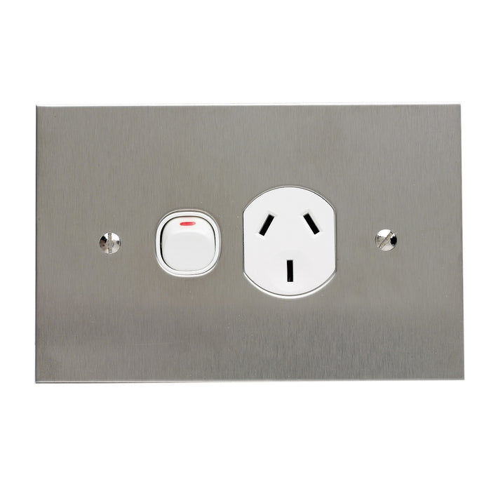 Clipsal BSL Stainless Steel Single Power Point Outlet