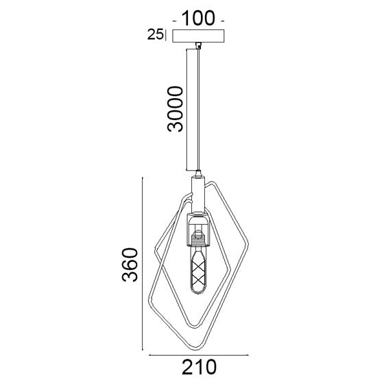 CONTOUR 3 - Diamond Shaped Wire Pendant