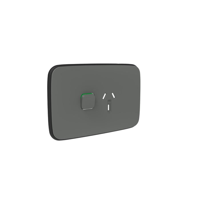 Clipsal Iconic Essence Single Power Point Outlet - Cover Only, Arctic Grey