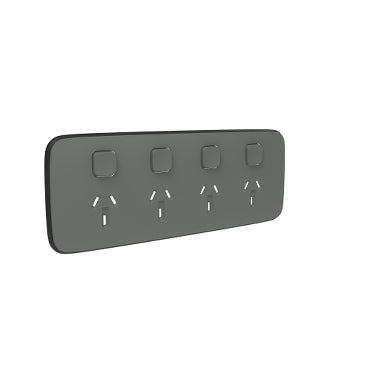 Clipsal Iconic Essence Quad Powerpoint Outlet Cover Only