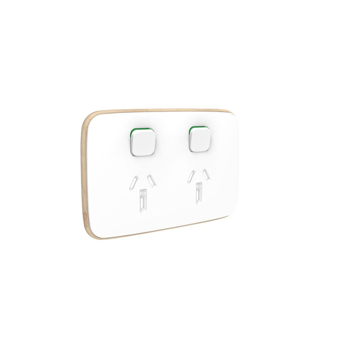 Clipsal Iconic Essence Double Power Point Outlet - Cover Only, Arctic White
