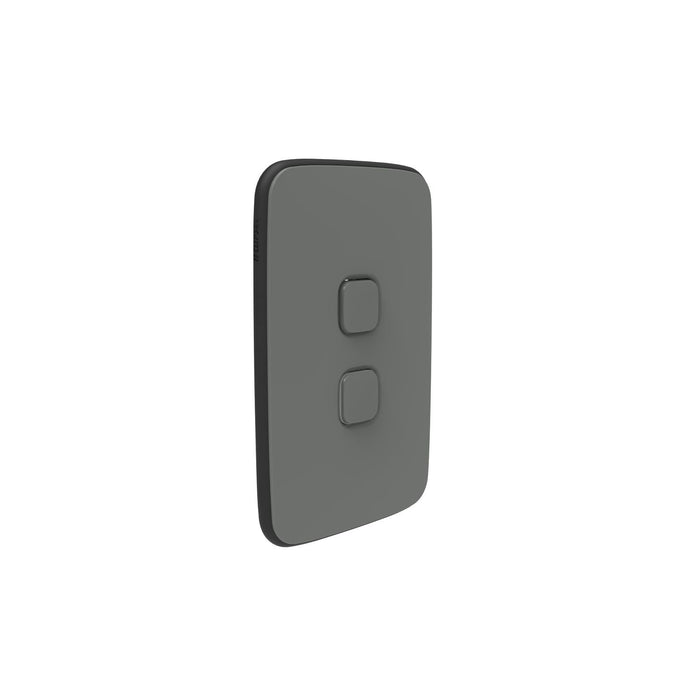 Clipsal Iconic Essence 2 Gang Switch Plate - Skin Only, Ash Grey