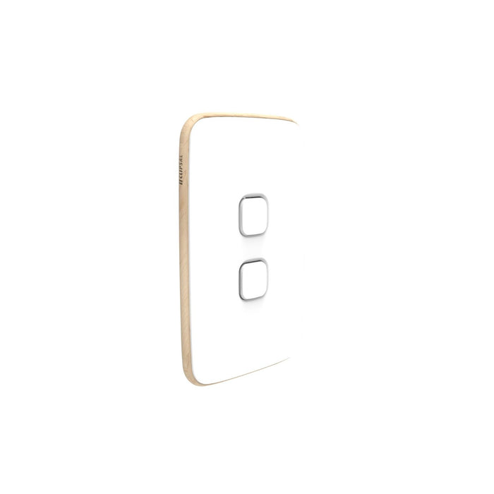 Clipsal Iconic Essence 2 Gang Switch Plate - Skin Only, Arctic White