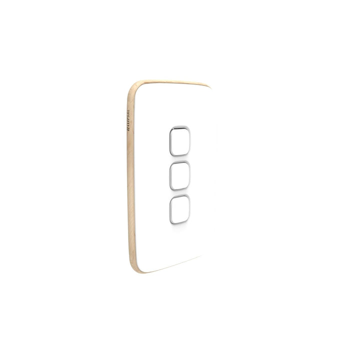 Clipsal Iconic Essence 3 Gang Switch Plate  -Skin Only, Arctic White