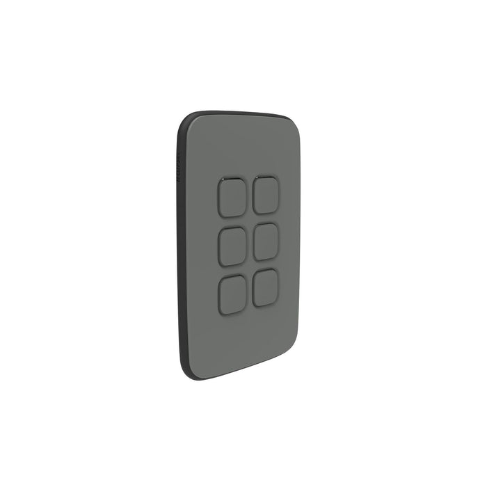 Clipsal Iconic Essence 6 Gang Switch Plate - Skin Only, Ash Grey