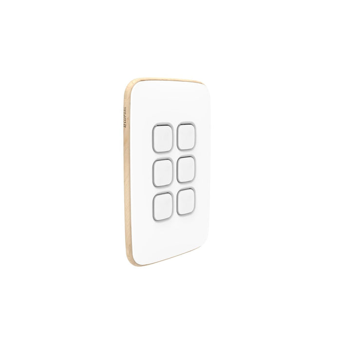 Clipsal Iconic Essence 6 Gang Switch Plate - Skin Only, Arctic White