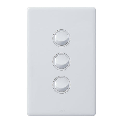 Legrand Excel Life Dedicated Plate 3 Gang Switch, Available in 5 Colours