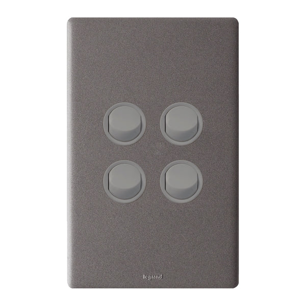 Legrand Excel Life Dedicated Plate 4 Gang Switch, Available in 5 Colours