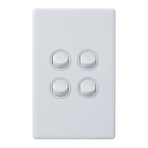 Legrand Excel Life Dedicated Plate 4 Gang Switch, Available in 5 Colours